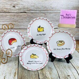 Jill Seals Boston Warehouse WHIMSY  2003 HOLIDAY CHESSE Appetizer Plates Set 4